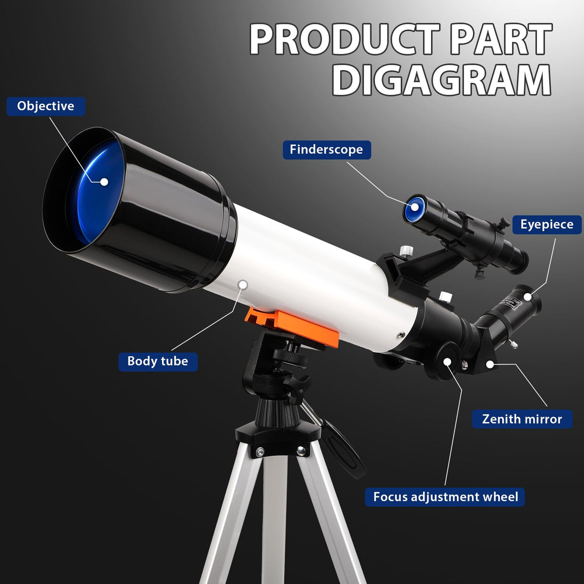 NEYLANG Telescope, 70mm Aperture Portable Refractor Telescope for Astronomy Beginners - White / 70x500MM view 5