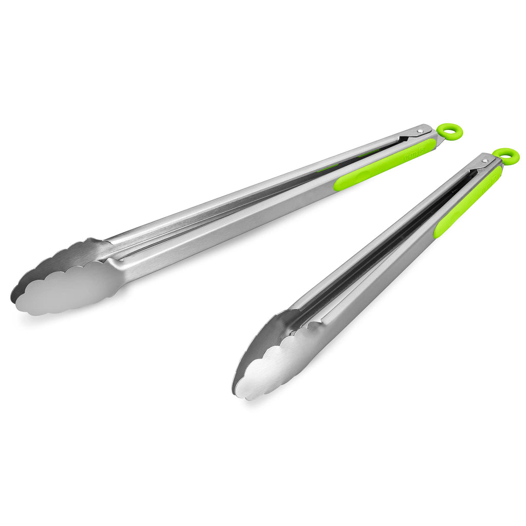 ALLWIN-HOUSEWARE W 304 Stainless Steel Kitchen Cooking Tongs, 14 & 16 Inch, Set of 2, – Green (WH-0627) (Pack of 2)