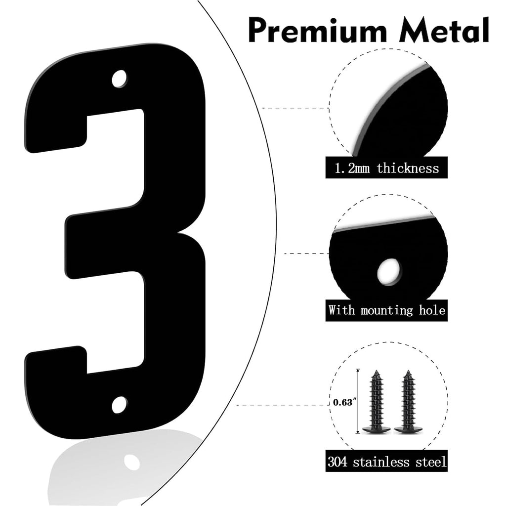 SpNo1-MS 28 Inch 5 PCS Custom Metal House Numbers, Metal Address Numbers, Modern Black House Number for Outside