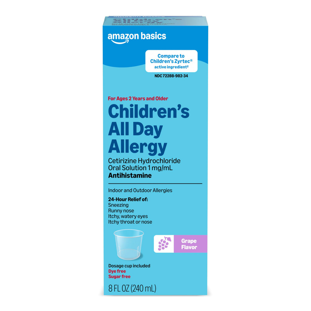 Amazon Basics Children’s 24 Hour Allergy Relief, Cetirizine Hydrochloride Oral Solution 1