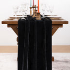 Black Velvet Table Runner Cloth Fall Luxurious Wedding Party Decor (additional view 1)
