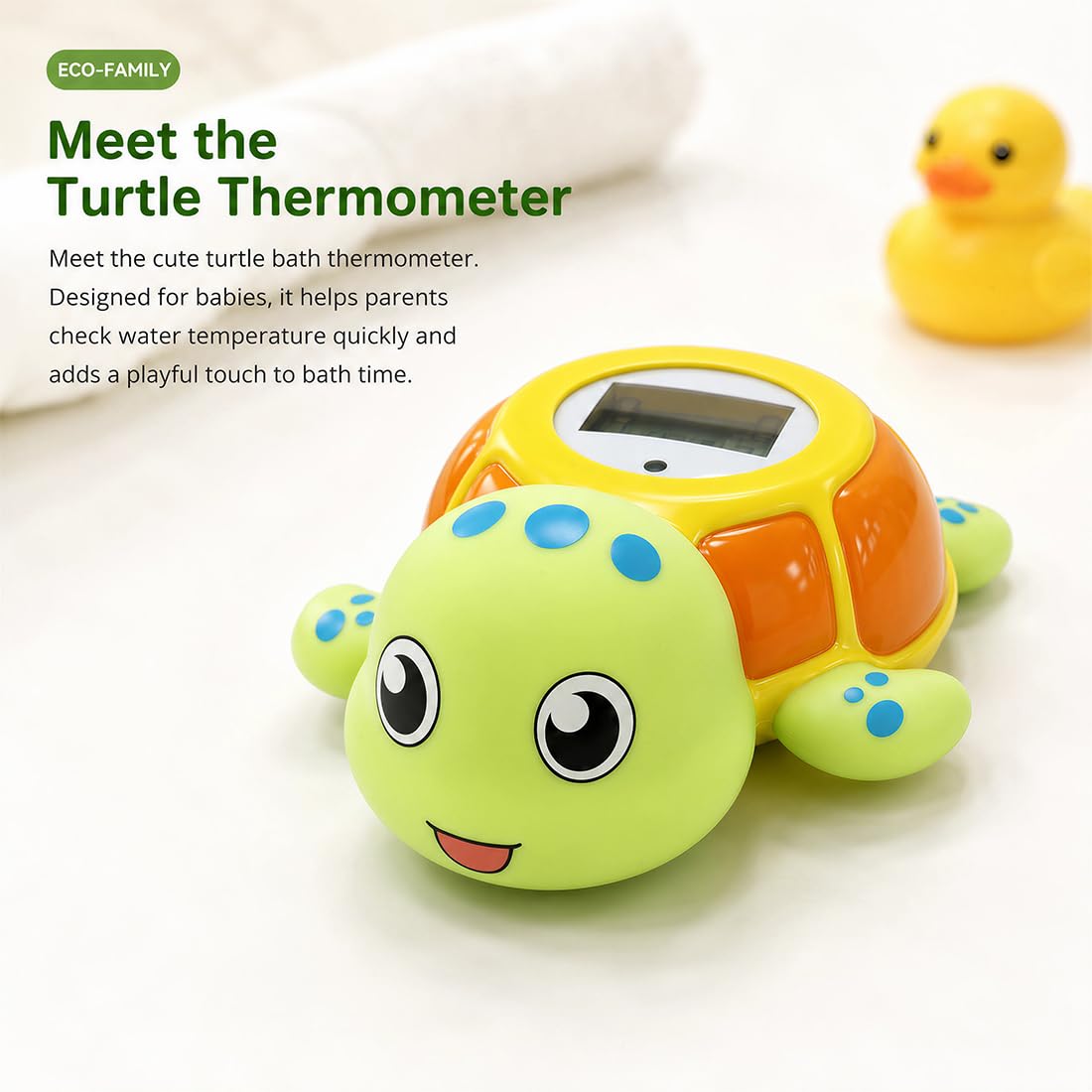 Sea Turtle Water Proof Baby Bath Thermometer Used for Infant Baby Bath - green view 2
