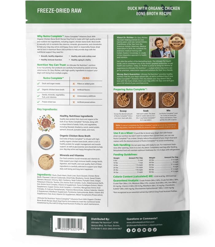 ULTIMATE PET NUTRITION Nutra Complete Freeze-Dried Raw Dog Food, Duck 1lb