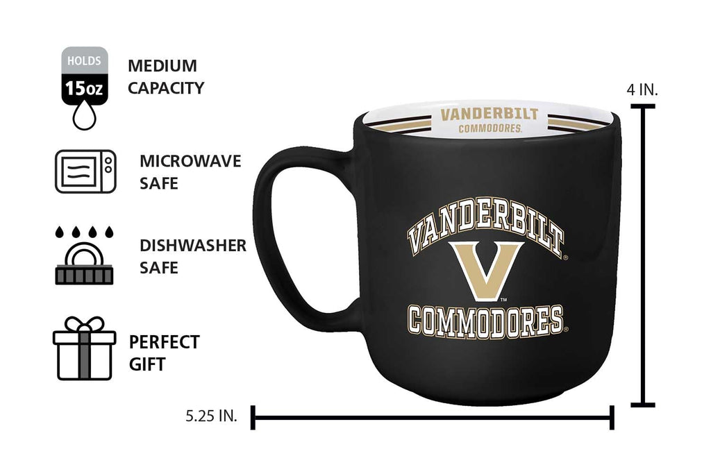 Logo Brands NCAA 15 oz Stripe Coffee Mug - Vanderbilt Commodores view 2