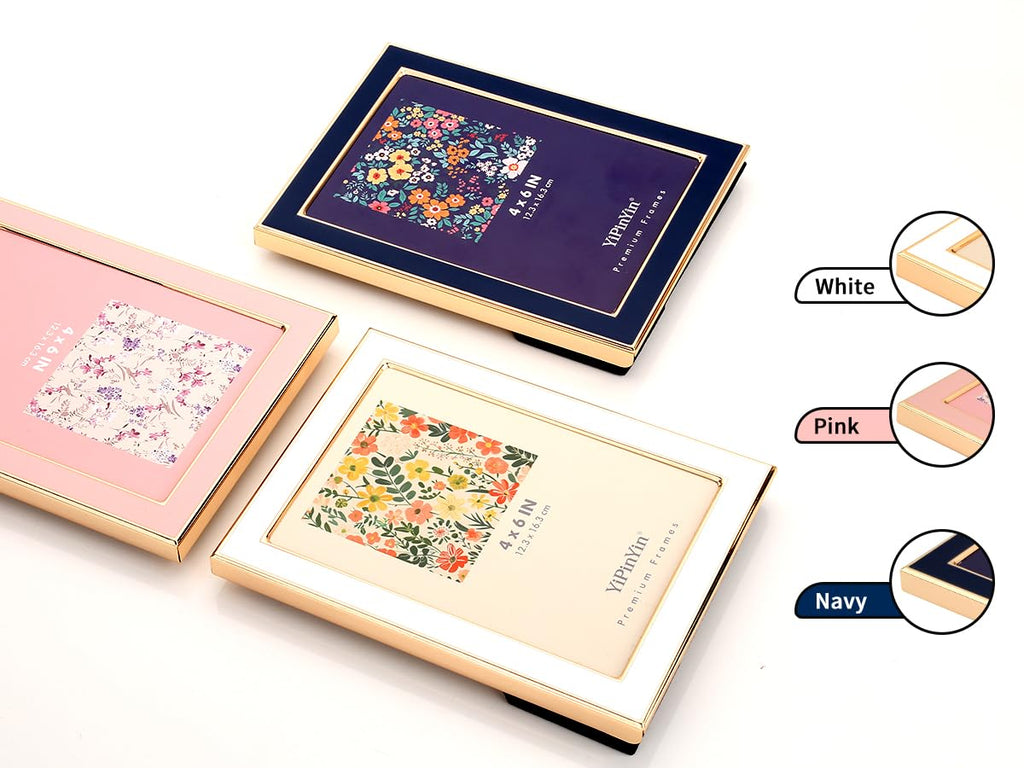 YiPinYin Enamel Picture Frames - Pink / 4x4 Mat 3x3 Inch 2PK view 4