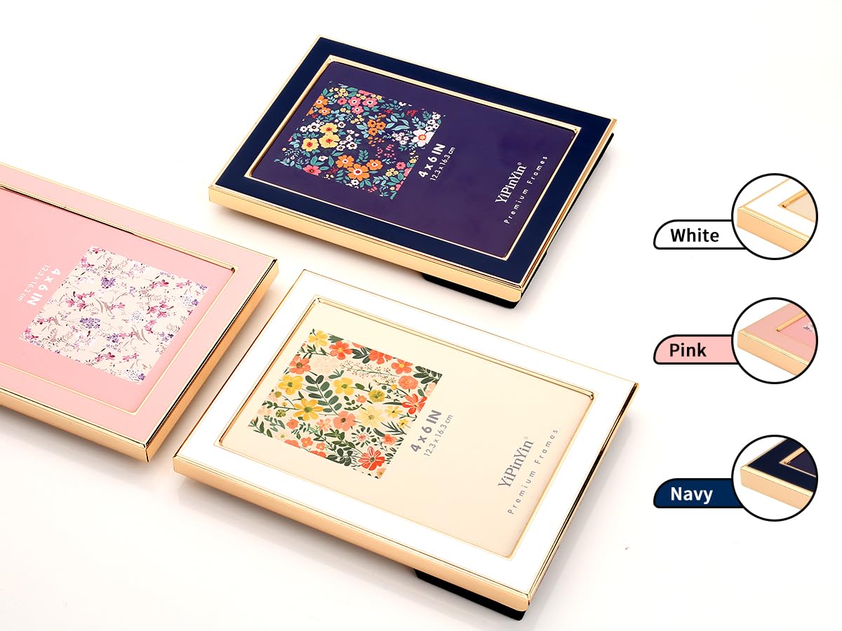 YiPinYin Enamel Picture Frames - Pink / 4x4 Mat 3x3 Inch 2PK view 4