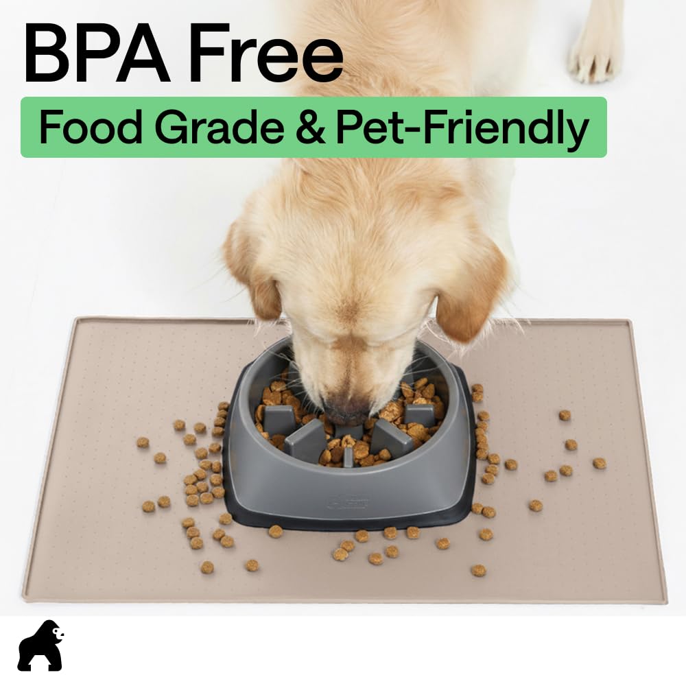 GORILLA GRIP Dog Food Mat, 100% Waterproof Silicone