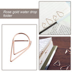 100 Pcs Small Golden Paperclips Stainless Steel Waterdrop Shaped Paperclips Bookmarks Paper Clips Clamps for Memo Paper Photo 15 * 25mm - Rose Golden view 4