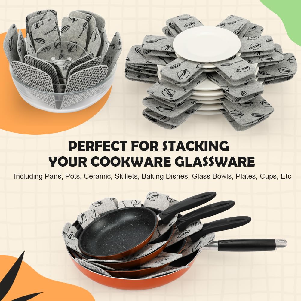 BOYAN Pot and Pan Protectors for Stacking, 12pcs & 3 Sizes, Separator Pads (Pack of 12)