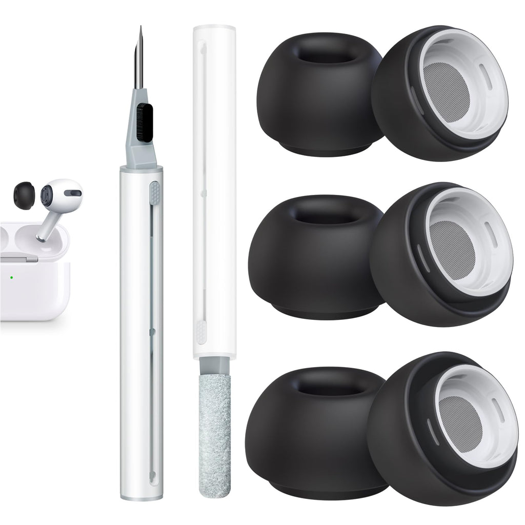 3 Pairs Replacement Ear Tips for AirPods Pro 2nd & 1st(S/M/L, Black)