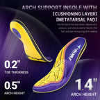 VALSOLE Plantar Fasciitis Insoles for Men Women - 220+lbs Heavy Duty Support Pain Relief Orthotics - High Arch Insoles (Pack of 2)