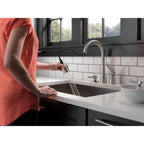 DELTA Kitchen Faucet with Pull Down Sprayer and Soap Disperser, Modern Two Hole Kitchen Sink Faucet, Single Handle