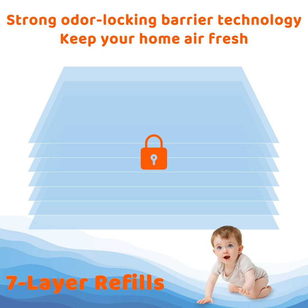 AYKEME Diaper Pail Refill Bags for Genie Easy Roll Signature & Platinum, 7-Layer OdorLock Technology - view 3