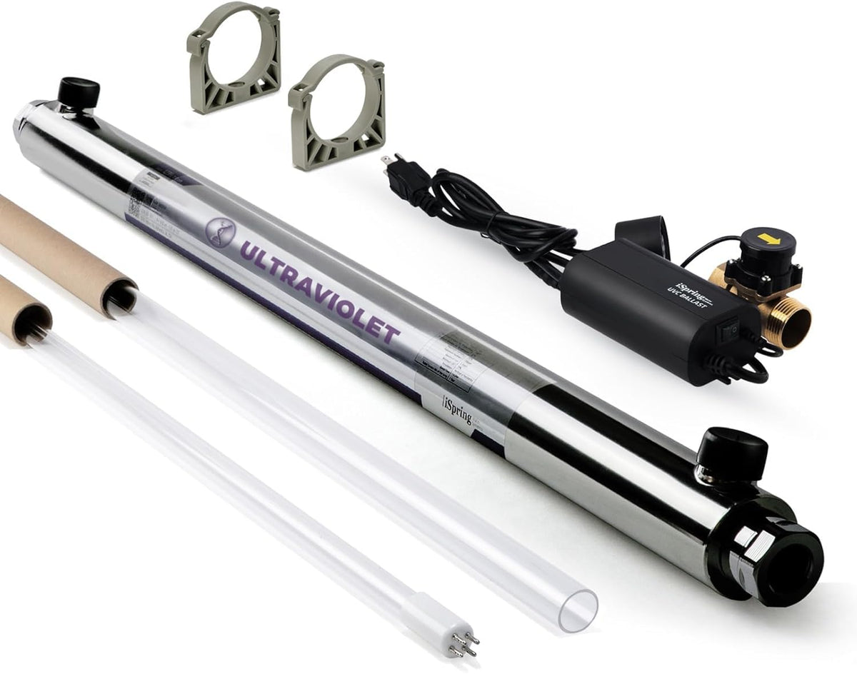 iSpring UVF55FS Whole House UV Water Filter, 1" MNPT Inlet/Outlet, 12 GPM