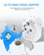 LENCENT Travel Plug Adapter - Type D-17.5W-India Maldives view 1