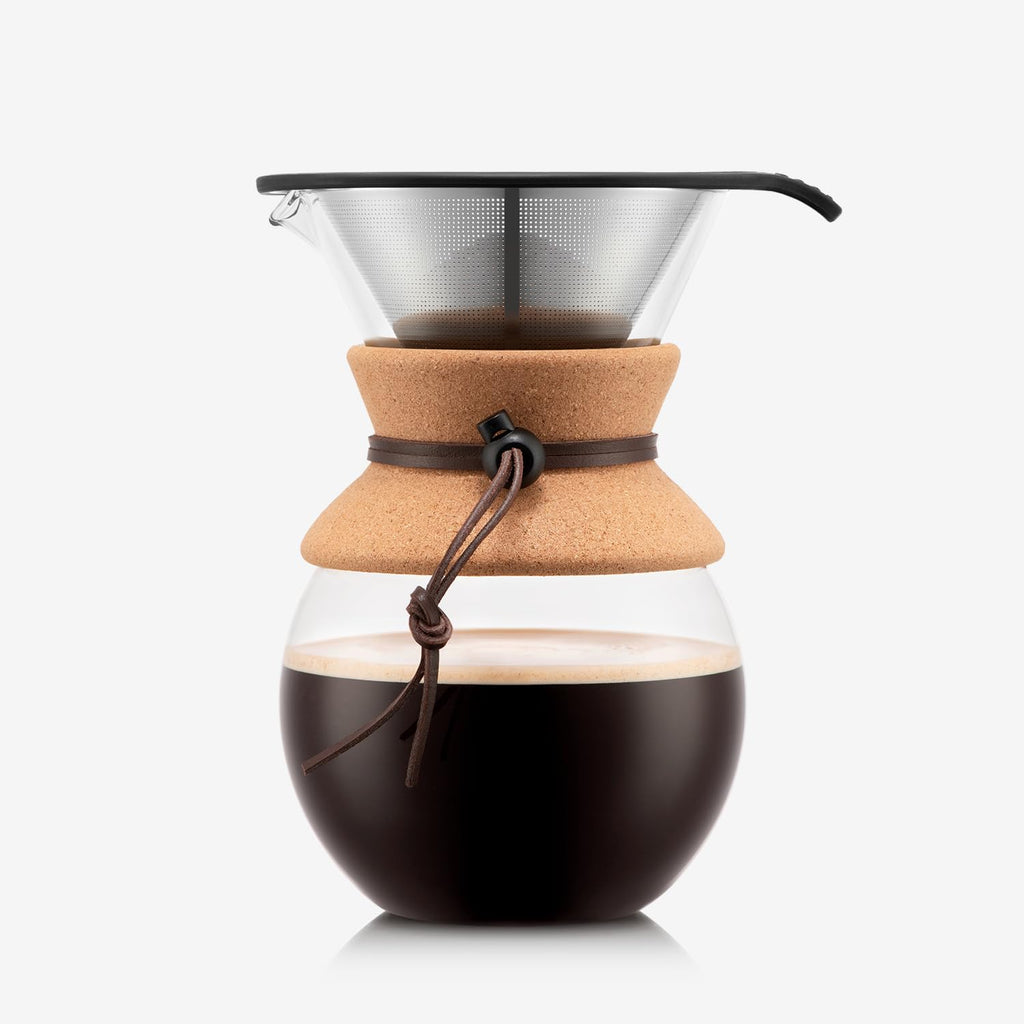 Bodum 34oz Pour Over Coffee Maker, High-Heat Borosilicate Glass with Reusable Stainless