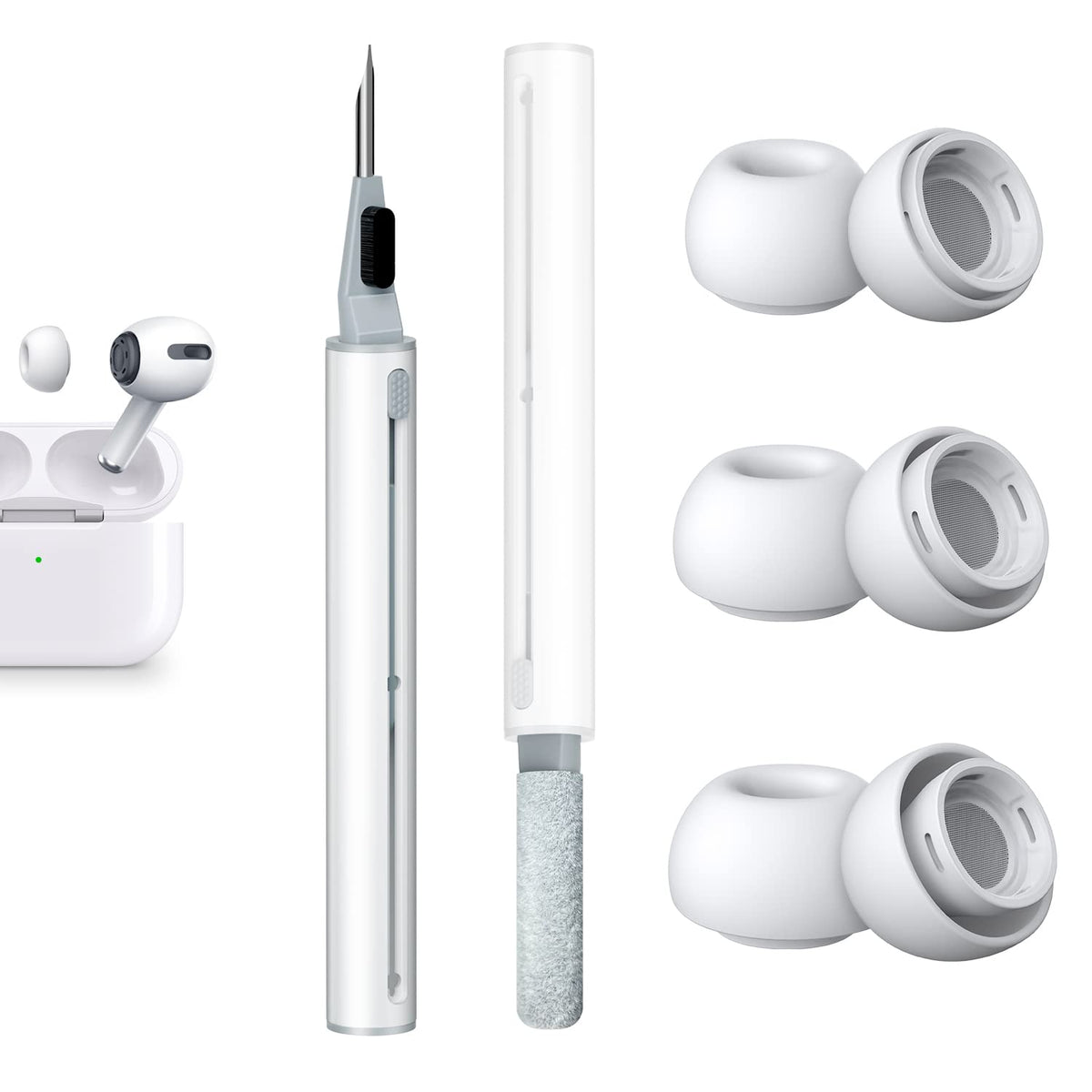 3 Pairs Replacement Ear Tips for AirPods Pro 2nd & 1st(S/M/L, White)