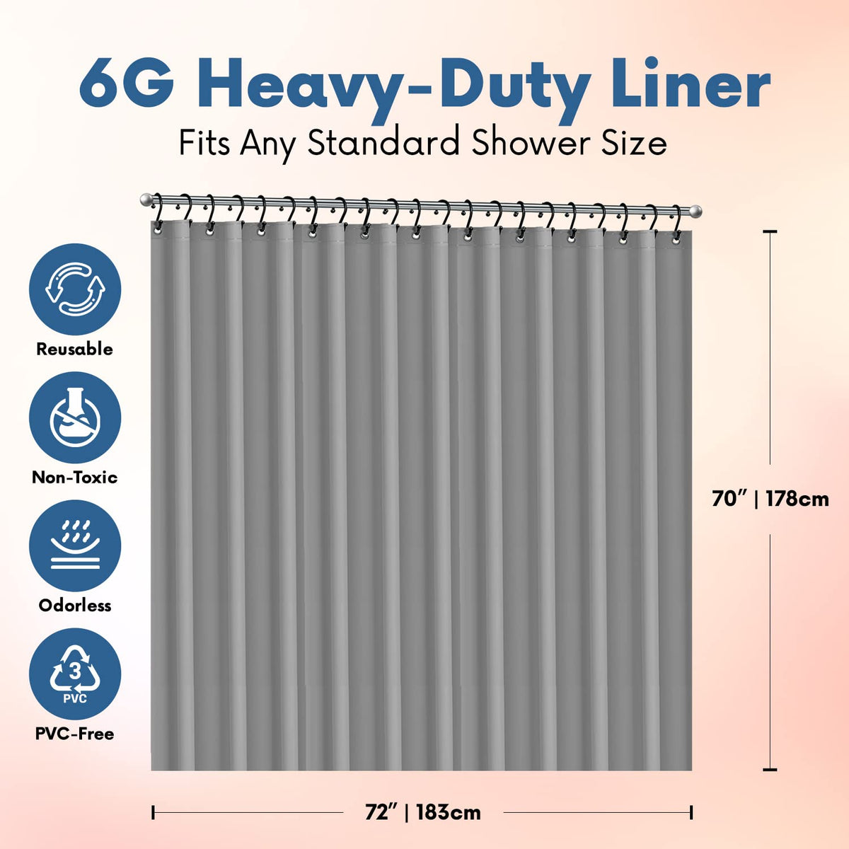 No Smell Shower Curtain Liner 72x72