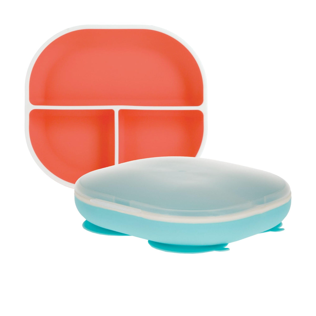 Nuby Silicone Suction Plate - Aqua & Coral / Rectangle Suction Plate