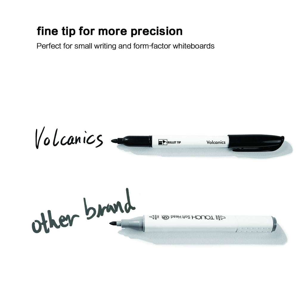 Volcanics Black Dry Erase Markers, Fine Tip, Low Odor, – 125 Pack (OP020B125PK)