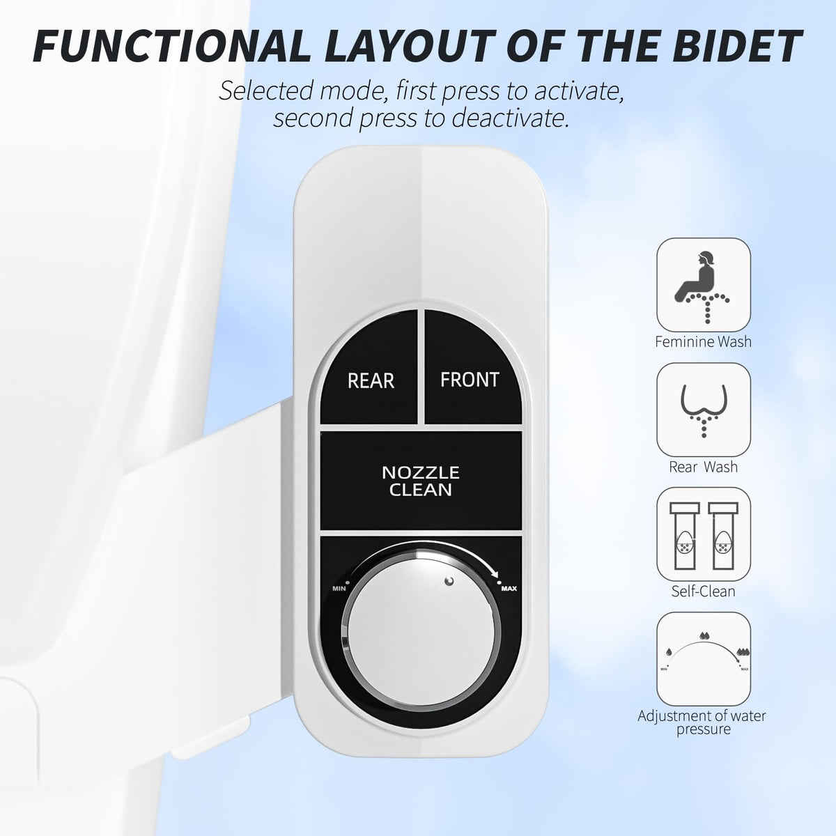 SAMODRA Non-Electric Bidet - Classic Black/Silver view 2