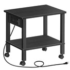 HOOBRO 2-Tier Printer Stand with Charging Station, Under Desk Printer Table, Printer Cart
