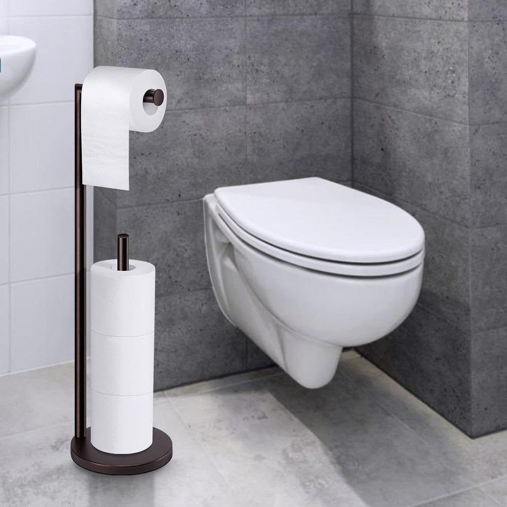 Toilet Paper Holder Stand, Toilet Paper Free Standing - Bronze view 6