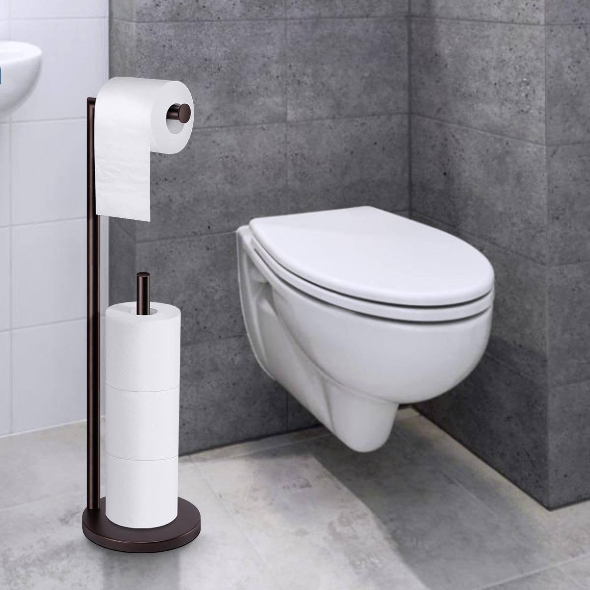 Toilet Paper Holder Stand, Toilet Paper Free Standing - Bronze view 6