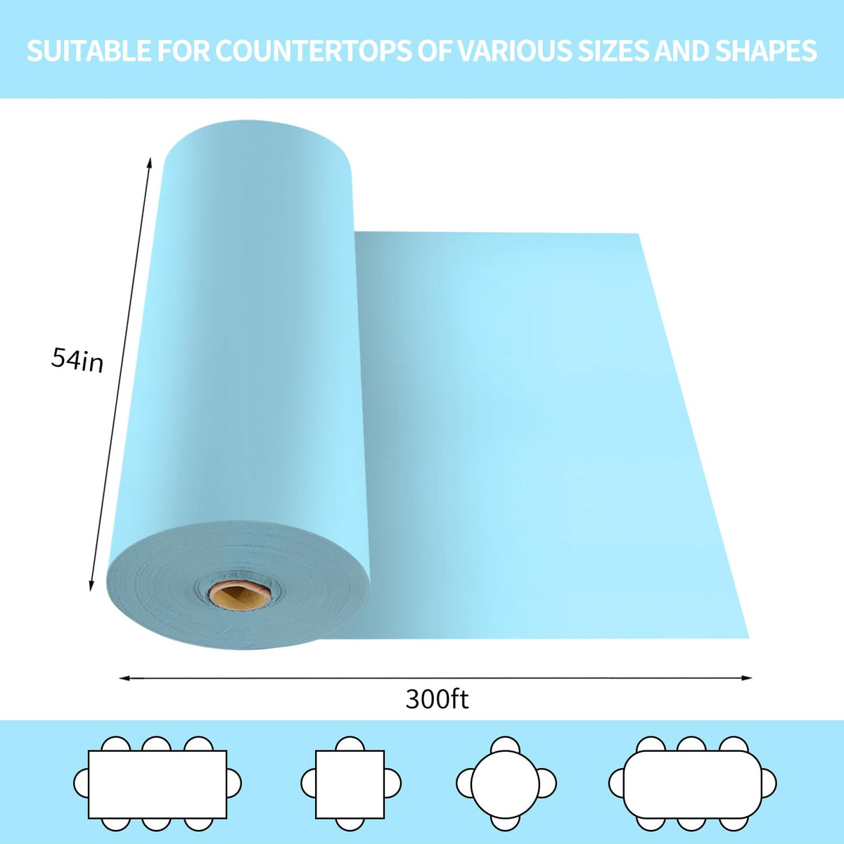 CXPSINC 54 Inch Plastic Table Cover Roll Disposable Tablecloth with Slide Cutter - Light Blue / 3600" x 54" (Rectangular) view 1