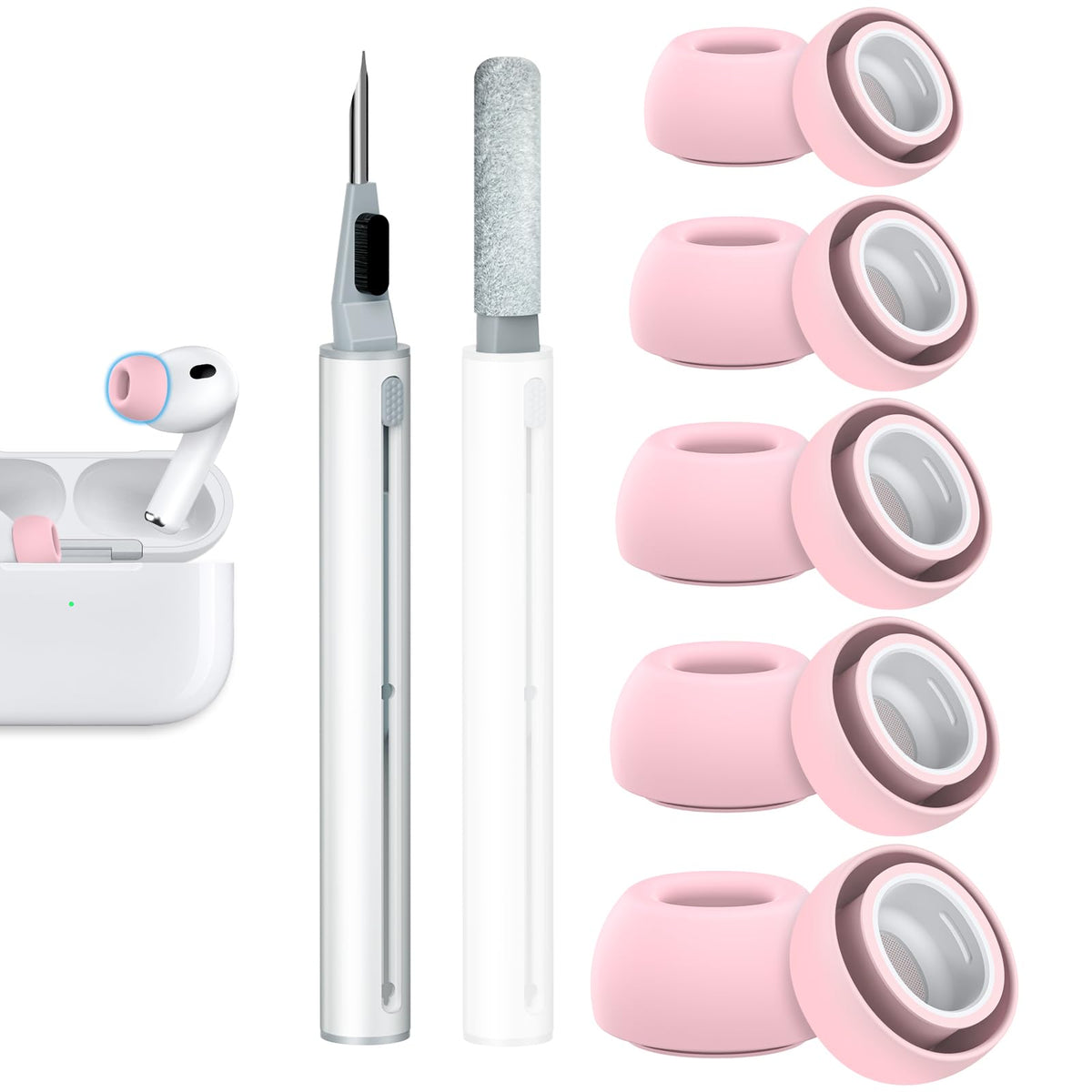Ear Tips Replacement for AirPod Pro 3 (5 Pairs,XXS/XS/S/M/L,Pink)