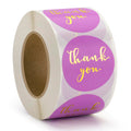1.5" Thank You Labels - Round Stickers for Small Business, 500 Labels Per Roll - Purple/Gold