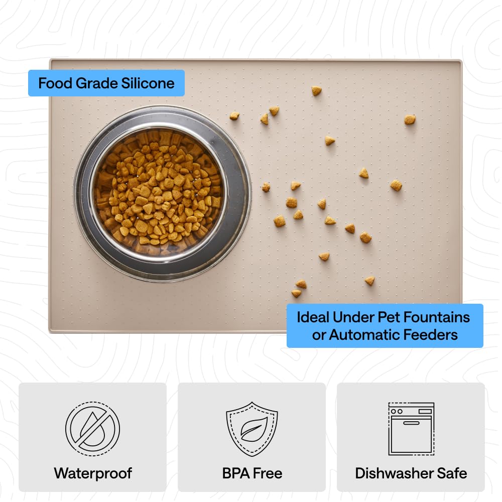 GORILLA GRIP Dog Food Mat, 100% Waterproof Silicone
