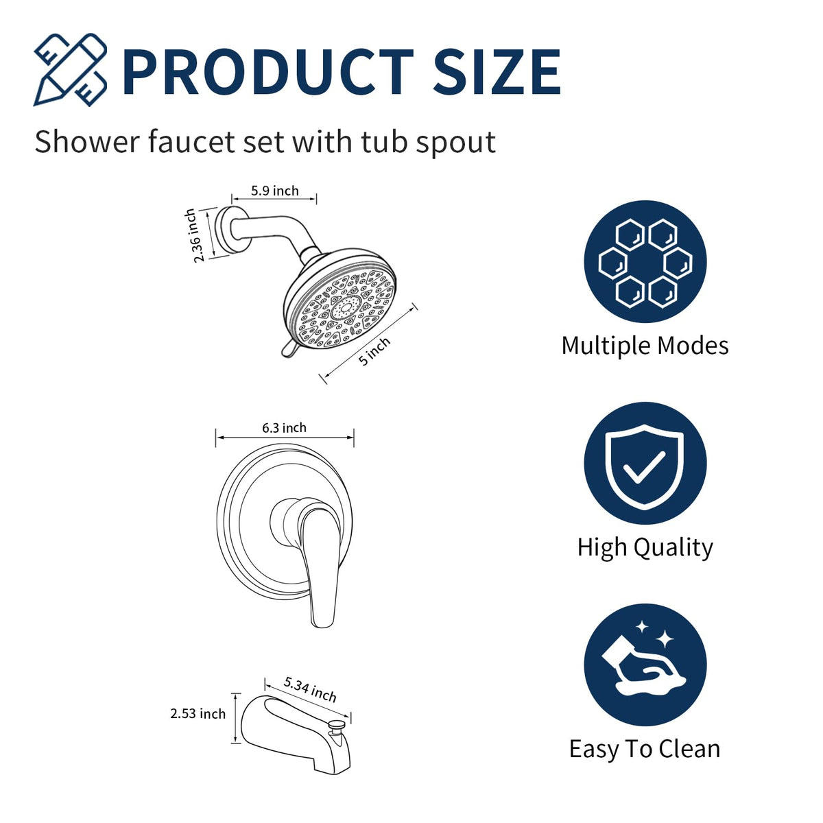 DIFEINI Tub Shower Faucet Combo Set Brushed Nickel Bathtub Faucet Set Shower System with Tub Spout Shower Tub Kit
