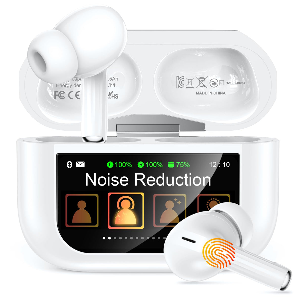 Wireless Earbuds, Smart Touchscreen Ear Buds, ANC Headphones, Bluetooth 5.4