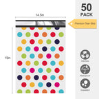 JinRuiKJ Poly Mailers - Colorful Polka Dots / 14.5x19'' - 50 Pack view 1