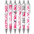 YJ PREMIUMS 6PC Ballpoint Pens - Breast Cancer Awareness