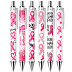 YJ PREMIUMS 6PC Ballpoint Pens - Breast Cancer Awareness