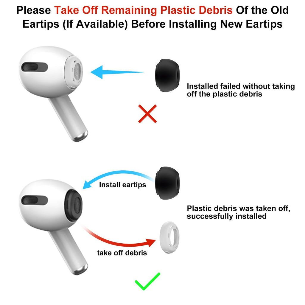 3 Pairs Replacement Ear Tips for AirPods Pro 2nd & 1st(S/M/L, Black) (additional view 1)