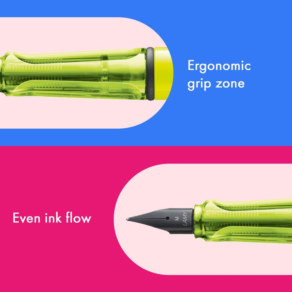 Lamy Fountain Pen with ergonomic grip & polished steel nib - neonyellow / Extra Fine Nib view 1