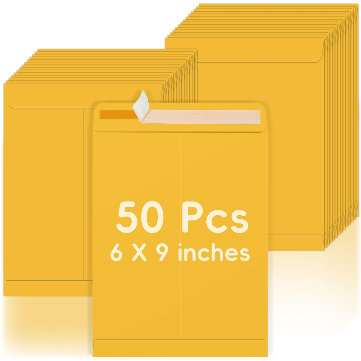 50 Pack 6x9 Envelopes Self Seal - Brown-50