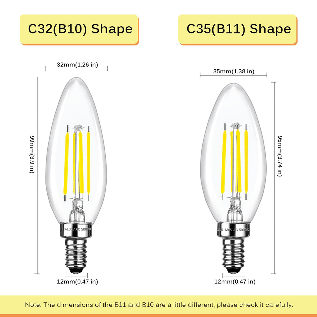 Brtstiun C35 LED Light Bulbs - 4w-5000k Daylight White / 6 Pack view 2