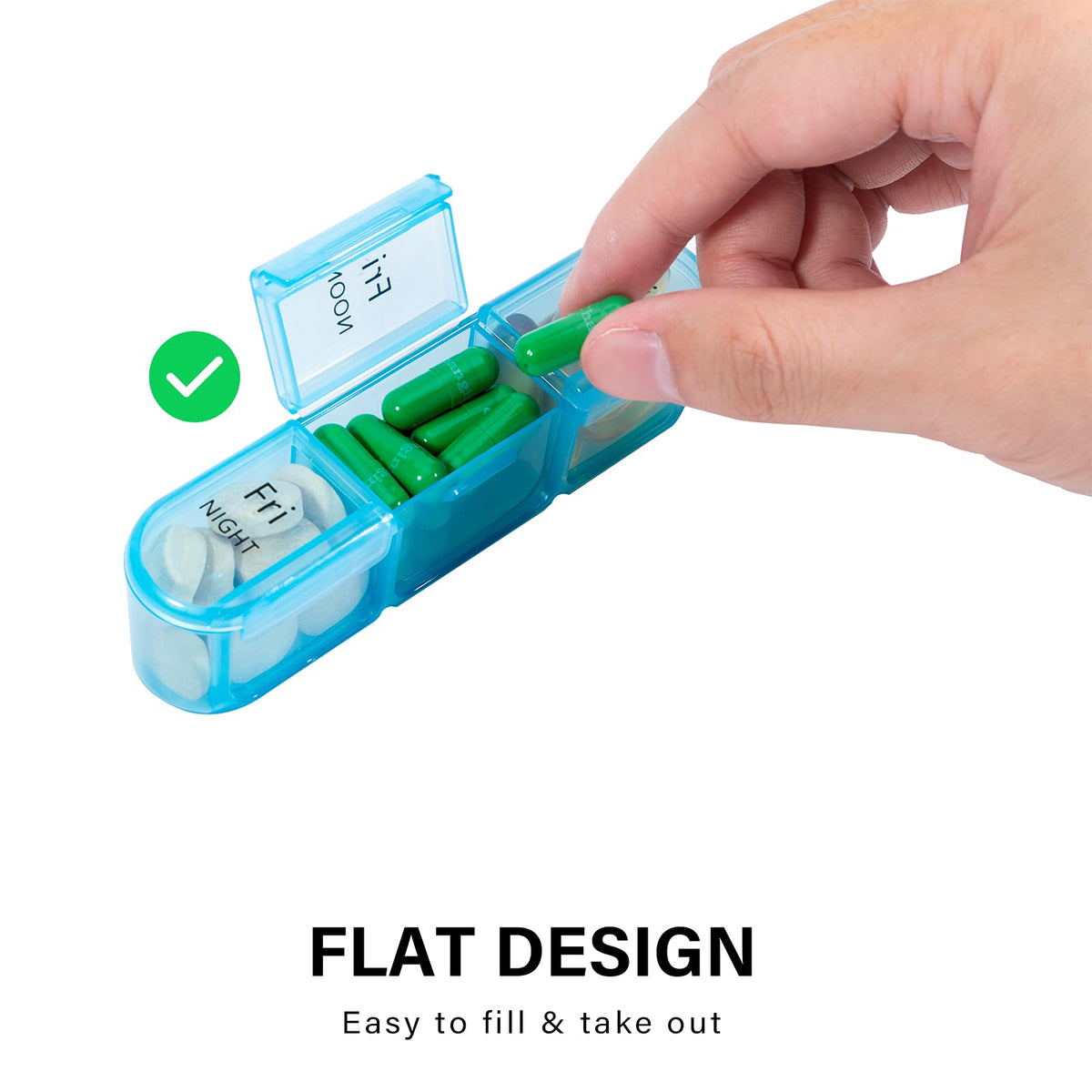 Daviky Pill Organizer 3 Times a Day, Pill Box 7 Day, Weekly Travel Case
