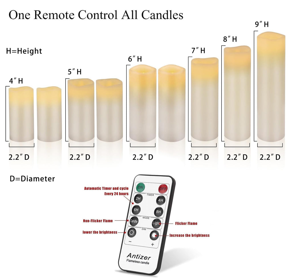 antizer Flameless Candles - Ivory - 2.2"D x 9 Pack view 2