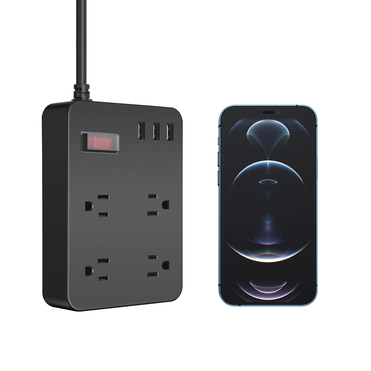 Power Strip, 4 Flat Plug
