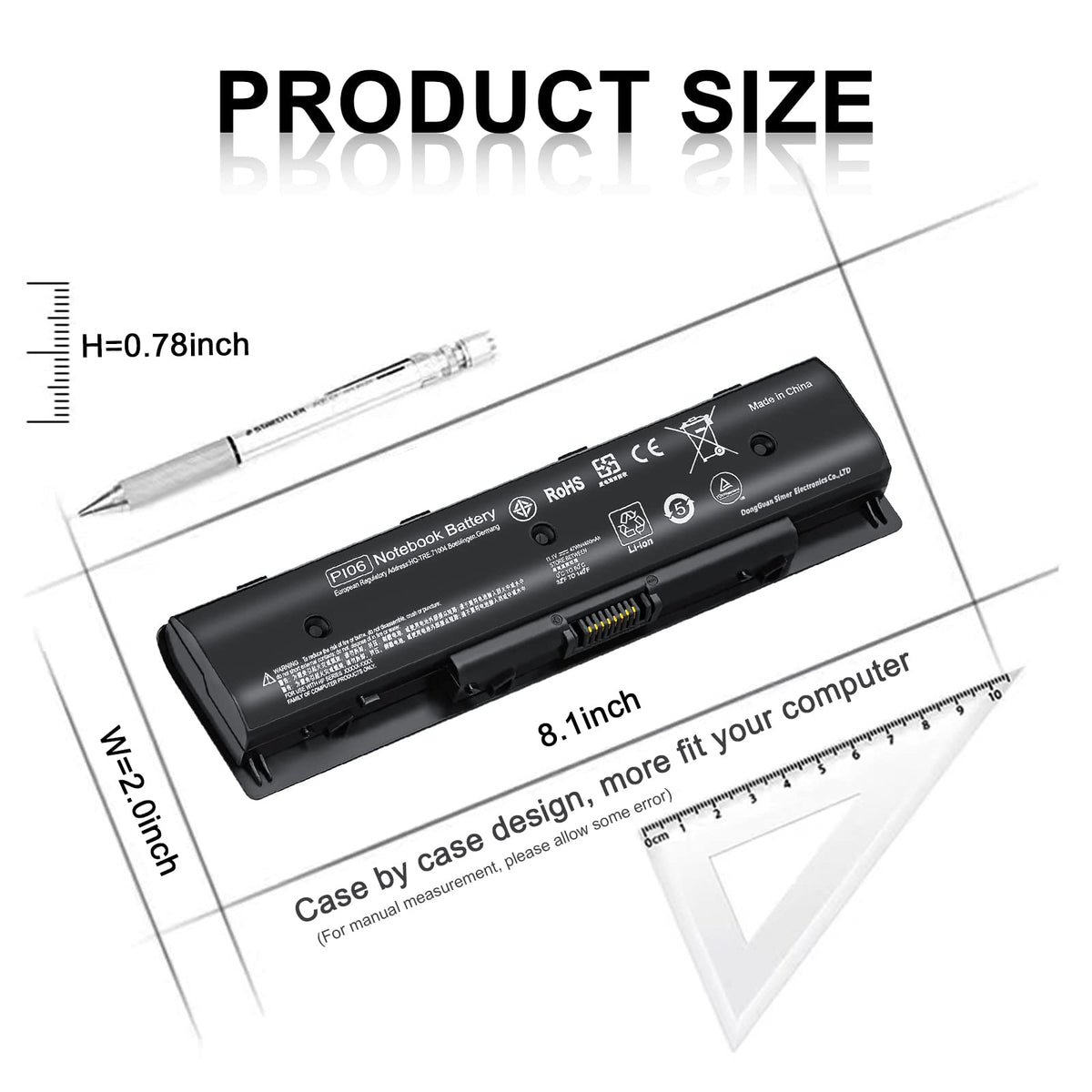 TSKYBEAR P106 PI06 PI09 P109 710416-001 710417-001 Notebook Battery Compatible with HP (additional view 1)