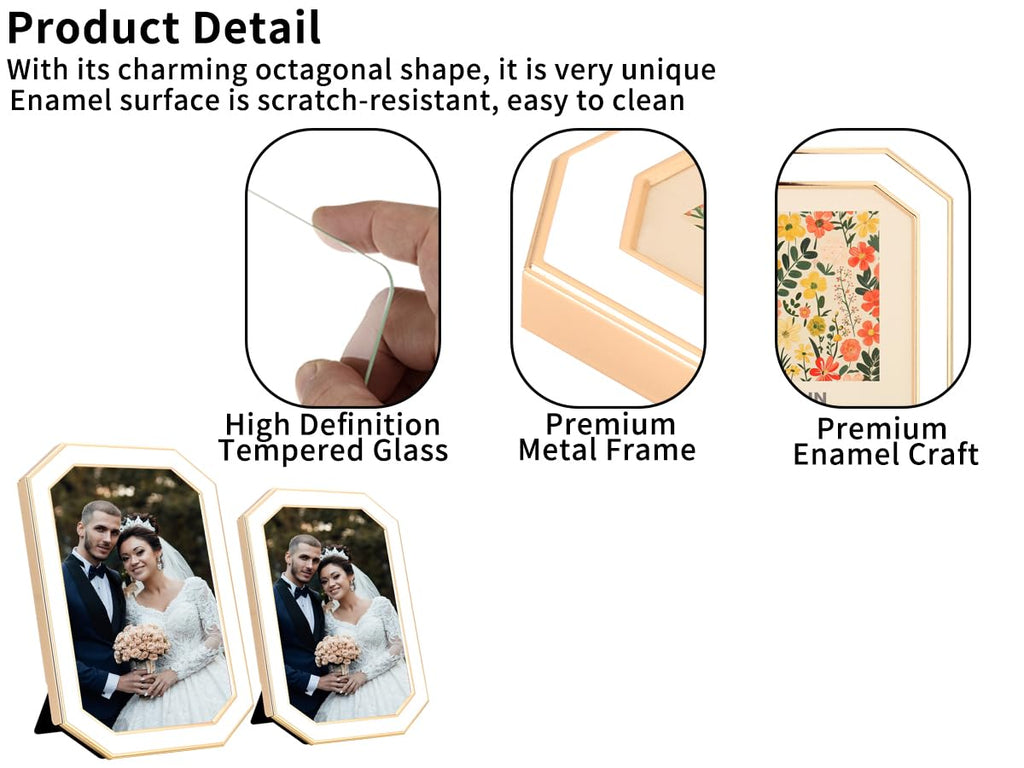 YiPinYin Enamel Picture Frames - White / 4x6Inch 2PK view 5