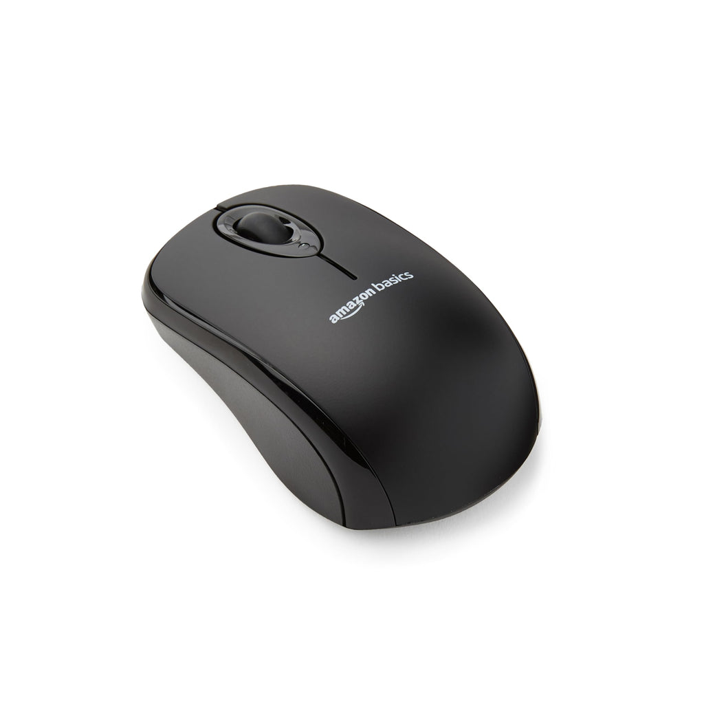 Amazon Basics 2.4 Ghz Wireless Optical Computer Mouse with USB Nano Receiver - Black