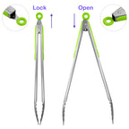 ALLWIN-HOUSEWARE W 304 Stainless Steel Kitchen Cooking Tongs, 14 & 16 Inch, Set of 2, – Green (WH-0627) (Pack of 2)