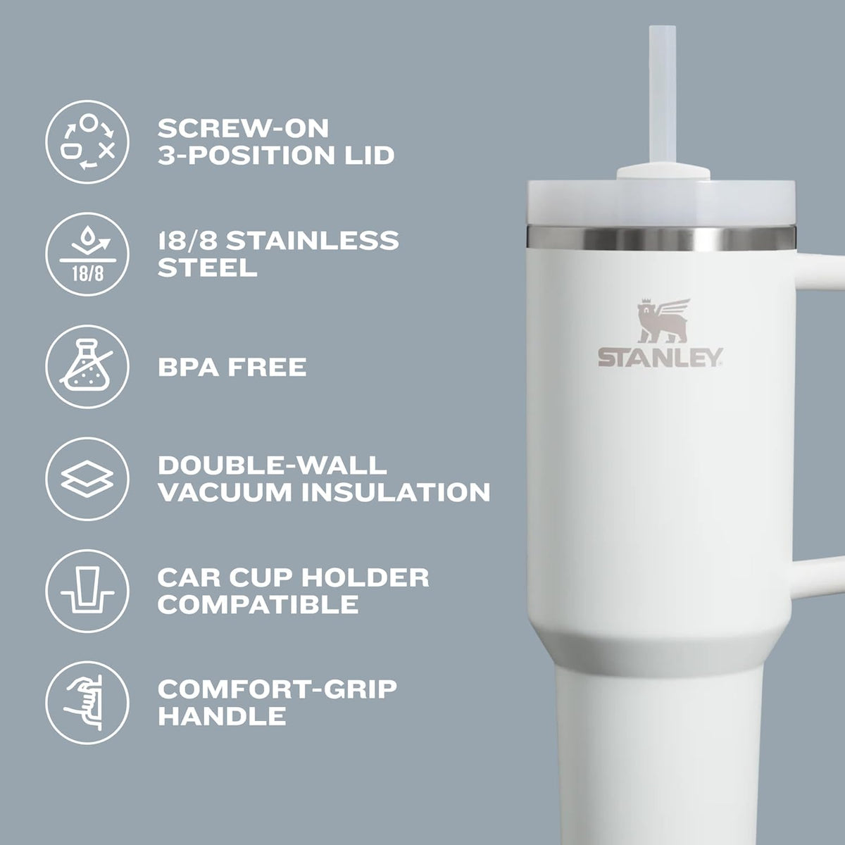 STANLEY Quencher H2.0 Flow State Tumbler, 64 oz, Violet Blossom (additional view 3)
