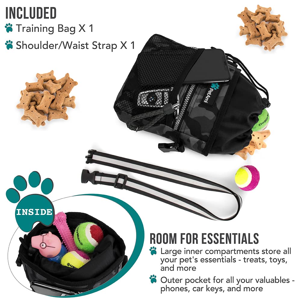 PetAmi Hands Free Dog Treat Pouch for Training and Walking - Camo Black view 1